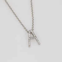 Initial Letter A Diamond Pendant Necklace in 14k White Gold (.40 tcw)