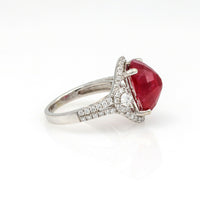 9.28 ct Ruby and Diamond Inside Out Halo Ring in 18k White Gold