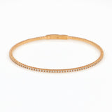 Women's Pave Diamond Flexible Bangle Bracelet in 18k Rose Gold 2.50 cttw