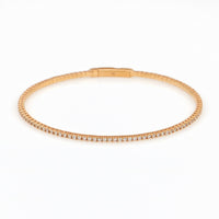 Women's Pave Diamond Flexible Bangle Bracelet in 18k Rose Gold 2.50 cttw