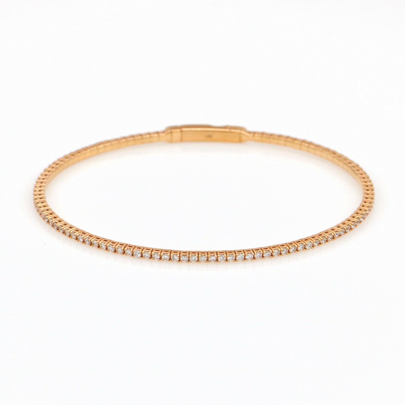 Women's Pave Diamond Flexible Bangle Bracelet in 18k Rose Gold 2.50 cttw