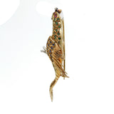 Sapphire Emerald Ruby Vintage Parrot Brooch in 18k Yellow Gold