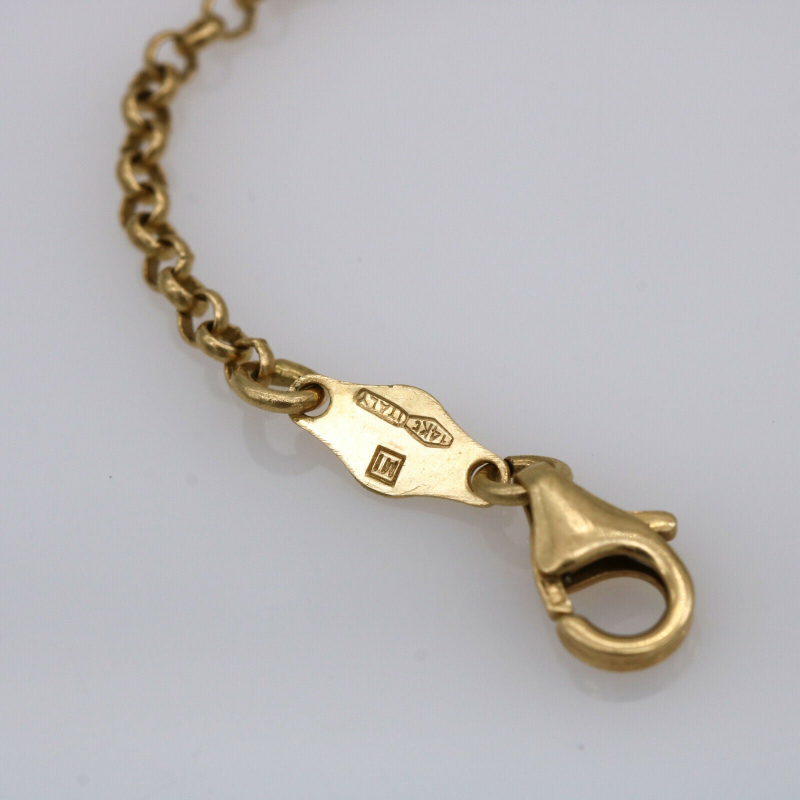 Baby Teddy Bear ID Name Tag Bracelet in 14k Yellow Gold Italian Designer Signed