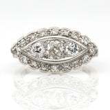 Women's Art Deco Style Diamond Navel Ring in 18k White Gold