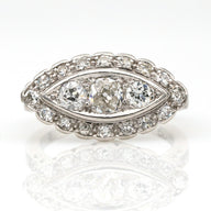 Women's Art Deco Style Diamond Navel Ring in 18k White Gold