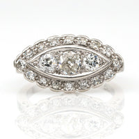Women's Art Deco Style Diamond Navel Ring in 18k White Gold