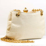 Judith Leiber Vintage White Lizard Skin Shoulder Bag with Gold Chain and Tiger E