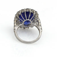 Tanzanite and Diamond Oval Halo Ring in 18k White Gold ( 14.30 cttw )