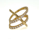 Diamond Double Crossover Ring in 18k Yellow Gold