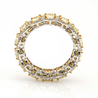 5.52 ct Fancy Yellow Diamond Eternity Band Anniversary Ring in 18k White Gold