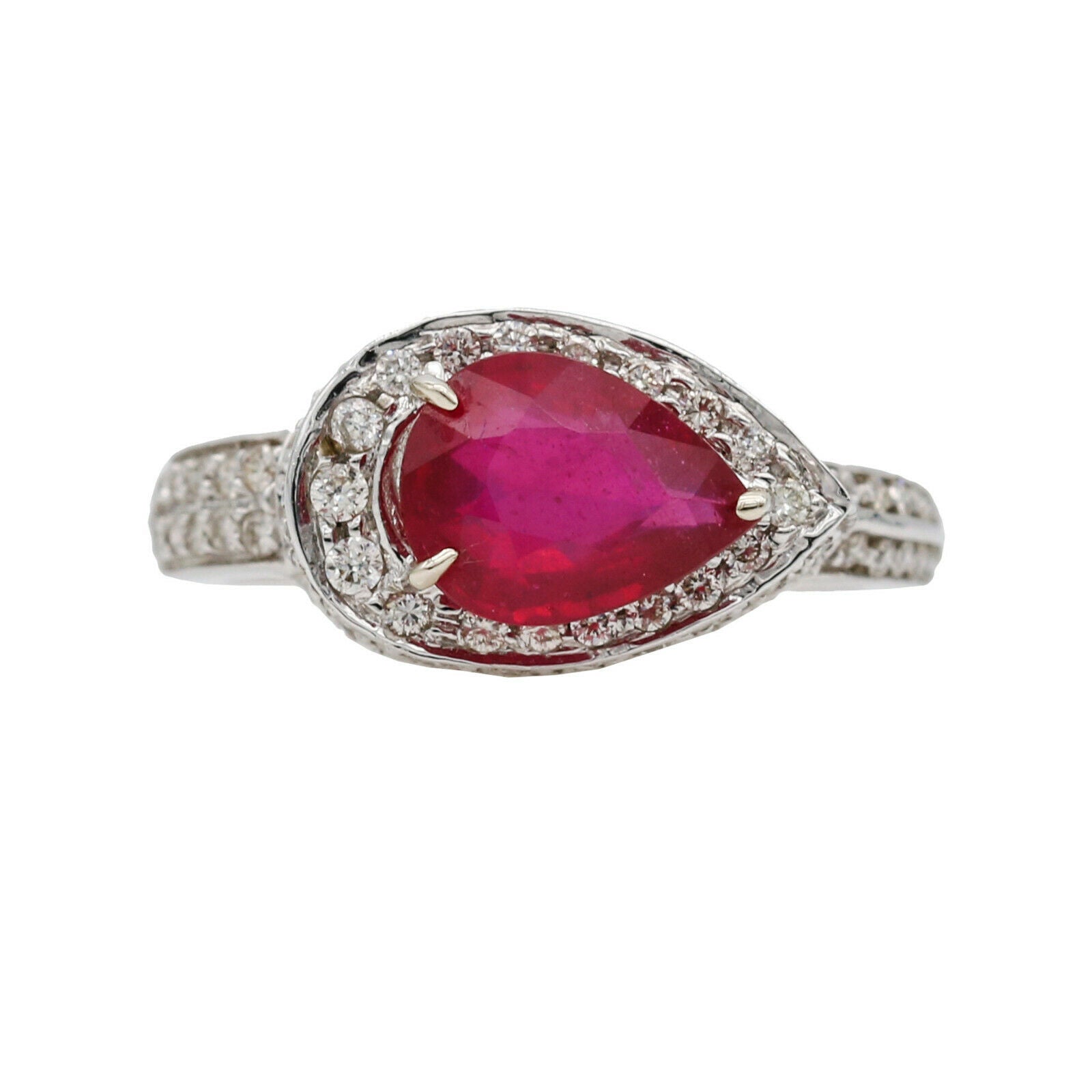 2.96 ct Ruby and Diamond Ring in 18k White Gold