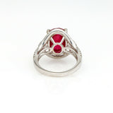 9.28 ct Ruby and Diamond Inside Out Halo Ring in 18k White Gold