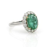 Women's Oval Emerald and Diamond Cocktail Ring in 14k White Gold