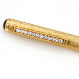 CHAUMET Textured 18k Yellow Gold Fountain Pen with Diamonds 1.20 cttw