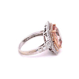 Women's Morganite and Diamond Cocktail Ring in 14k Rose and White Gold