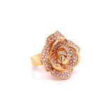 Women's Pave Diamond Rose Ring in 18k Pink Gold