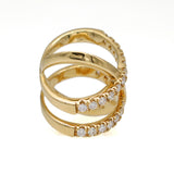 Diamond Double Crossover Ring in 18k Yellow Gold