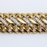 Women's S Woven Link Diamond Statement Bracelet in 14k Yellow Gold