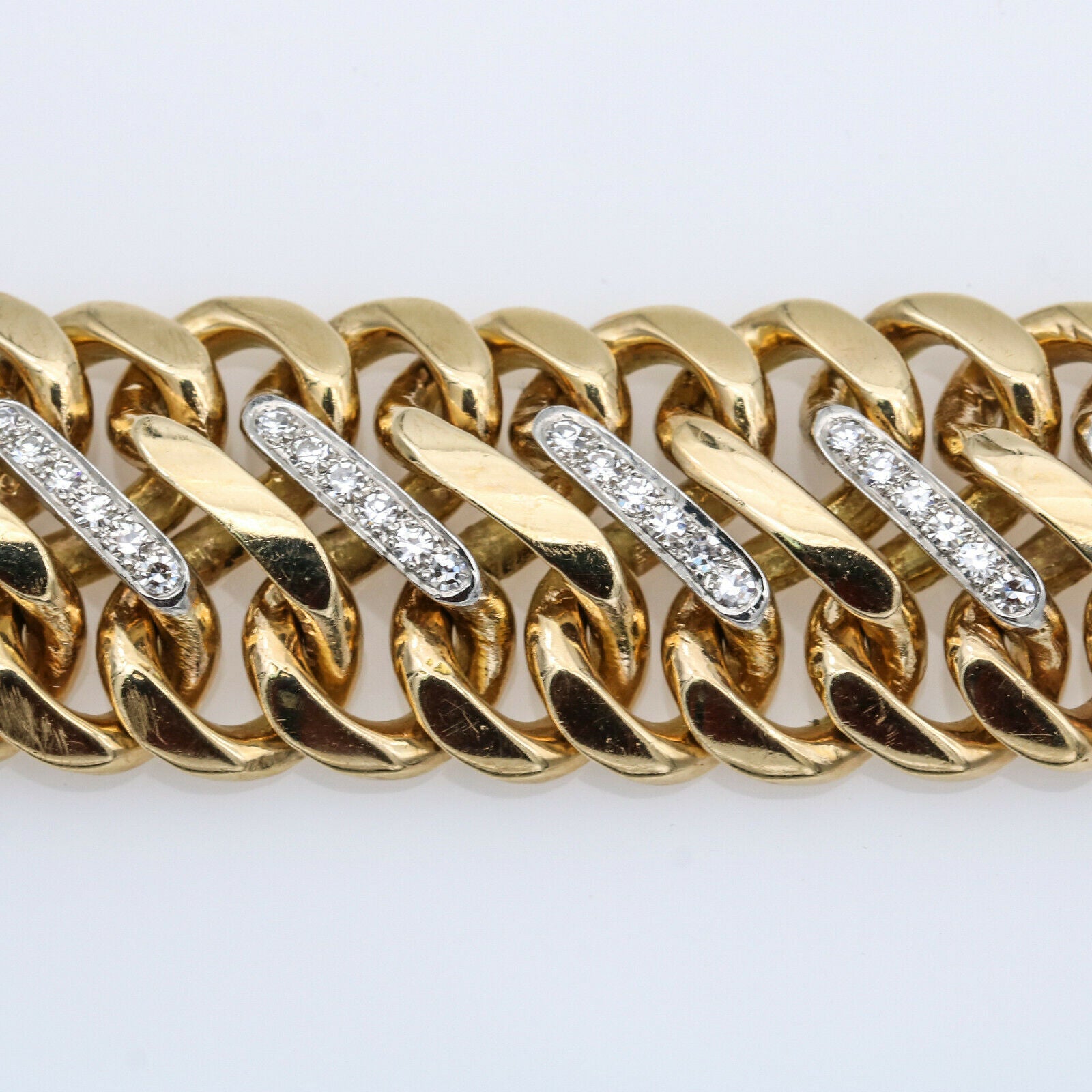 Women's S Woven Link Diamond Statement Bracelet in 14k Yellow Gold