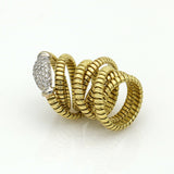 Crivelli Wide Wrap Coil Ring with Diamonds in 18k White and Yellow Gold