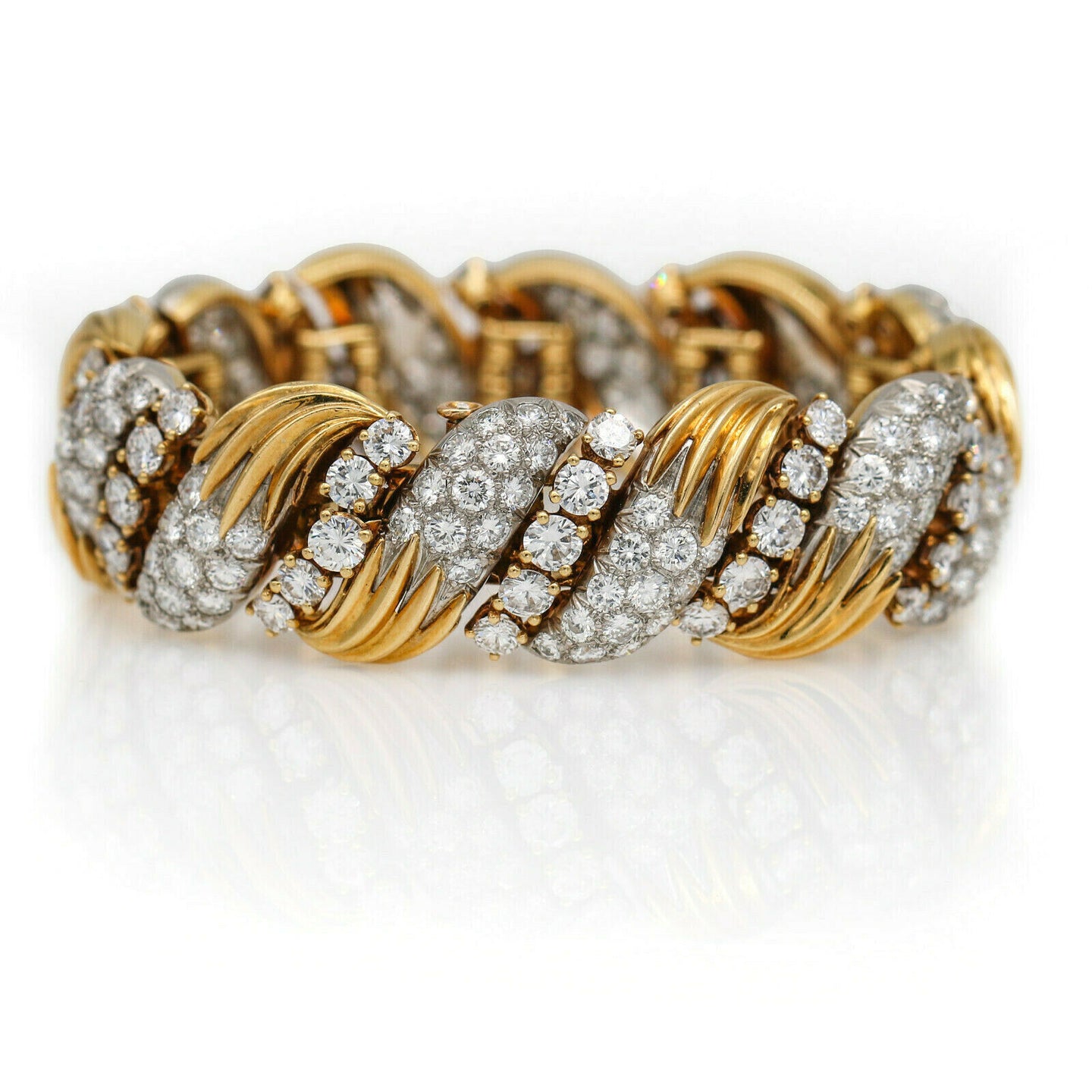 Van Cleef & Arpels Vintage Diamond Link Bracelet in 18k Yellow Gold