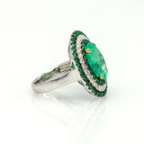 Emerald Diamond Oval Statement Ring in 18k White Gold ( 12.00 ct tw )
