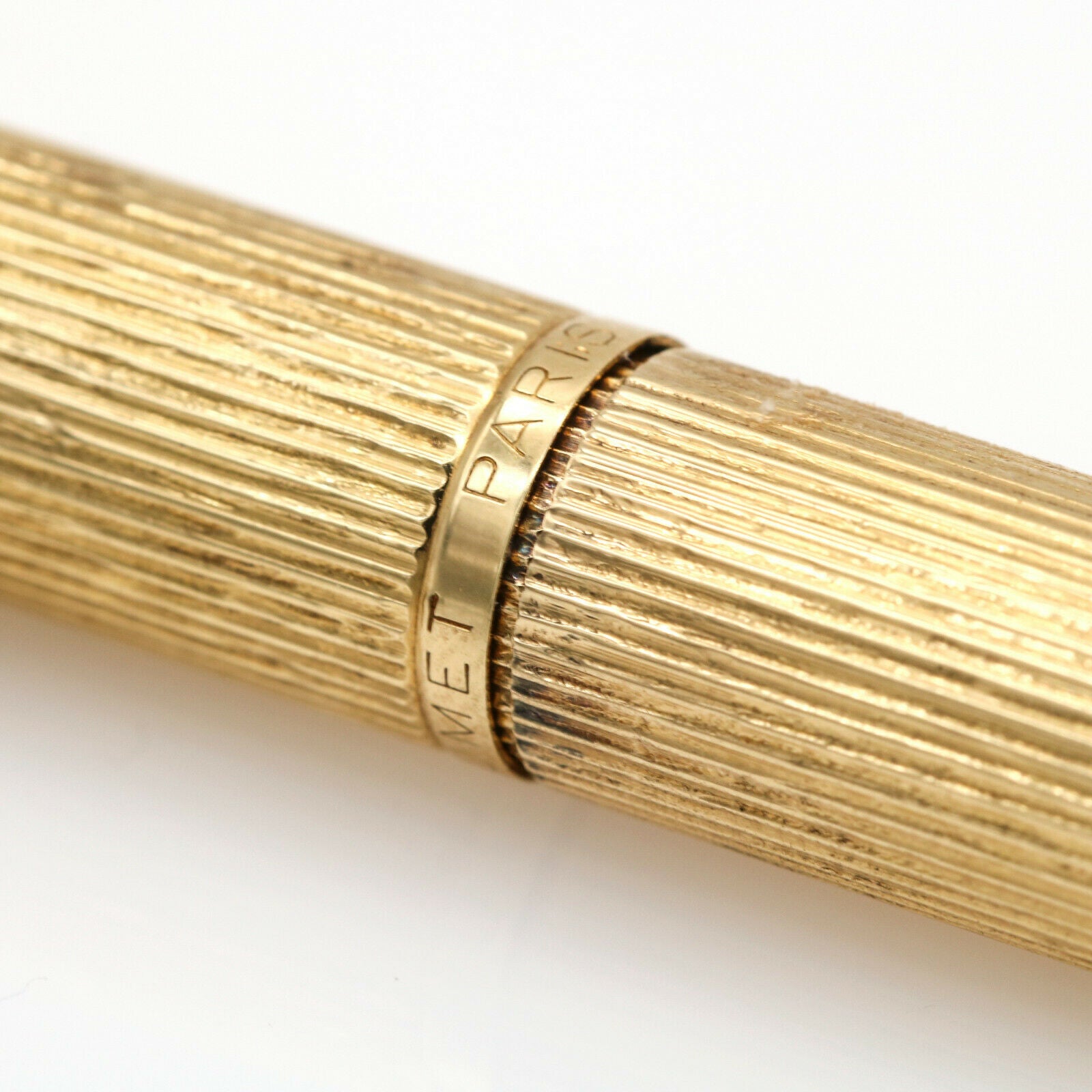 CHAUMET Textured 18k Yellow Gold Fountain Pen with Diamonds 1.20 cttw