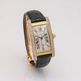 Cartier Tank Americaine 18k Yellow Gold Diamond Automatic Watch with Box