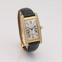 Cartier Tank Americaine 18k Yellow Gold Diamond Automatic Watch with Box