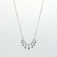 Women's Diamond Teardrop Dangle Chain Necklace in 14k White Gold