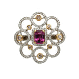 Pink Sapphire and Diamond Fashion Statement Ring in 18k White Gold