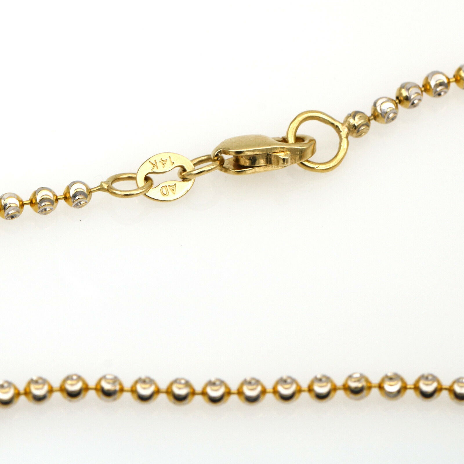 Women's Dangling Diamonds Beaded Chain Necklace in 14k Yellow and White Gold