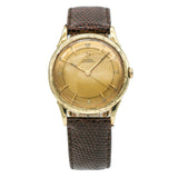 Omega 14k Yellow Gold Vintage Automatic Men's Watch with Textured Bezel Screw Ba