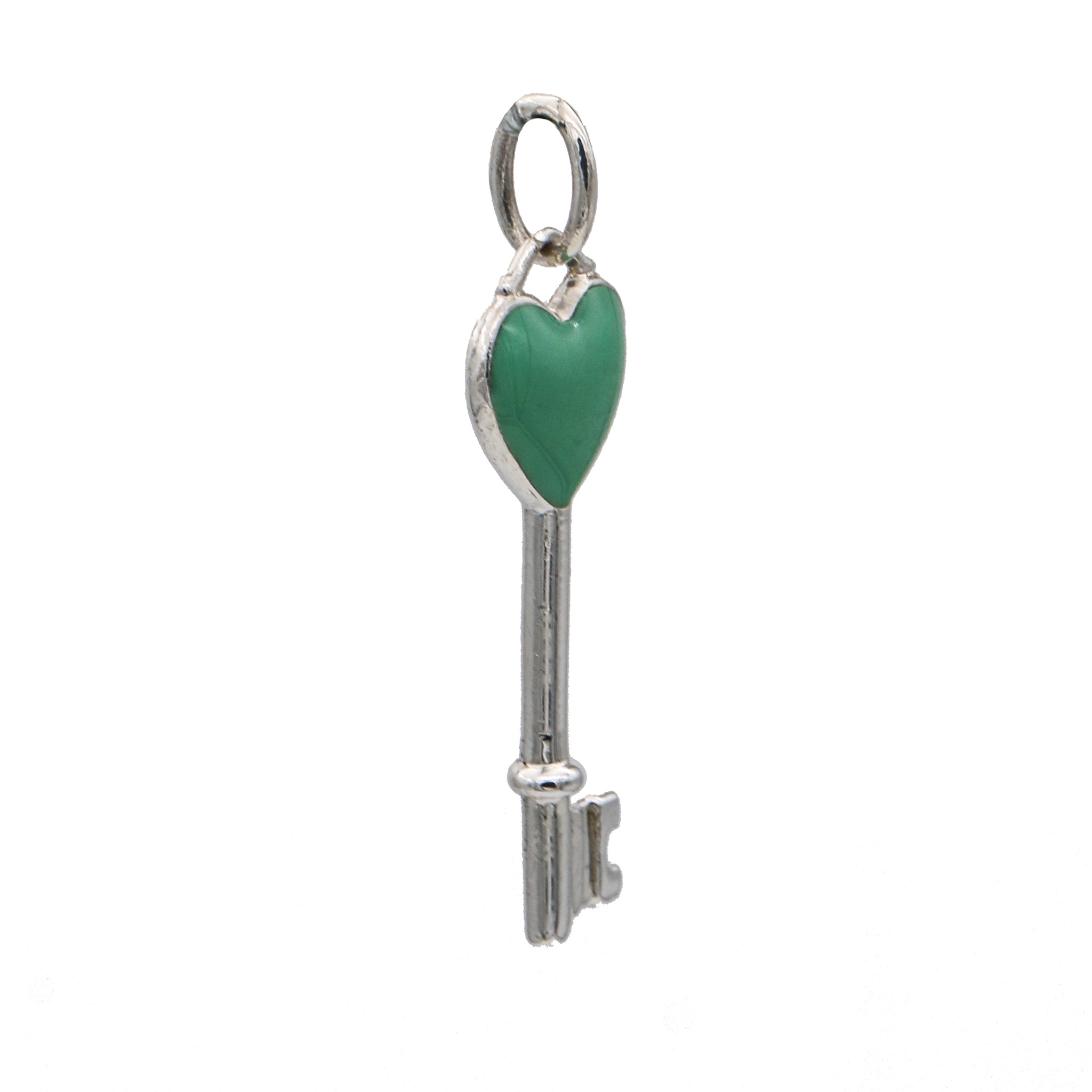Tiffany & Co. Blue Enamel Heart Small Key in Sterling Silver