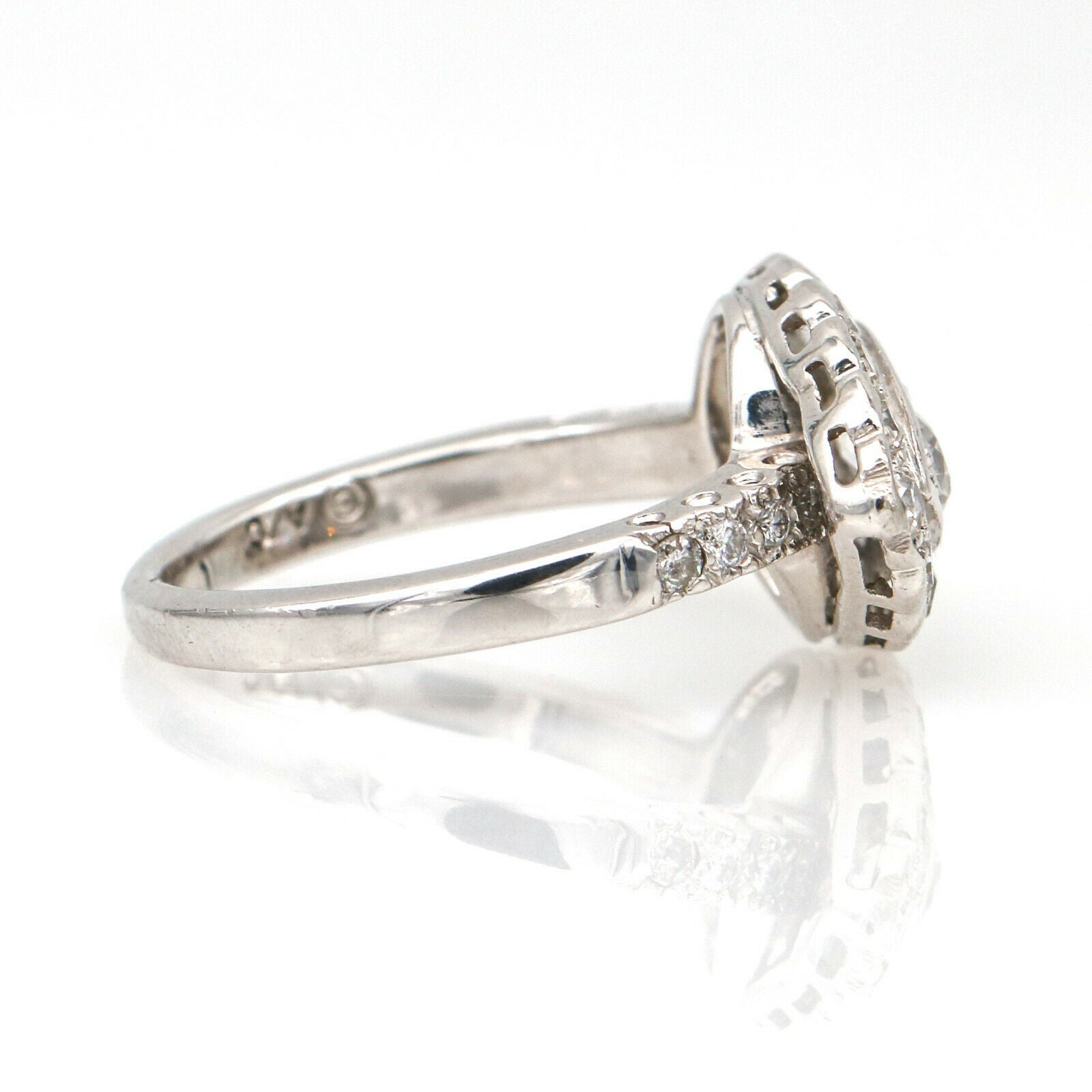 Women's Art Deco Style Diamond Navel Ring in 18k White Gold