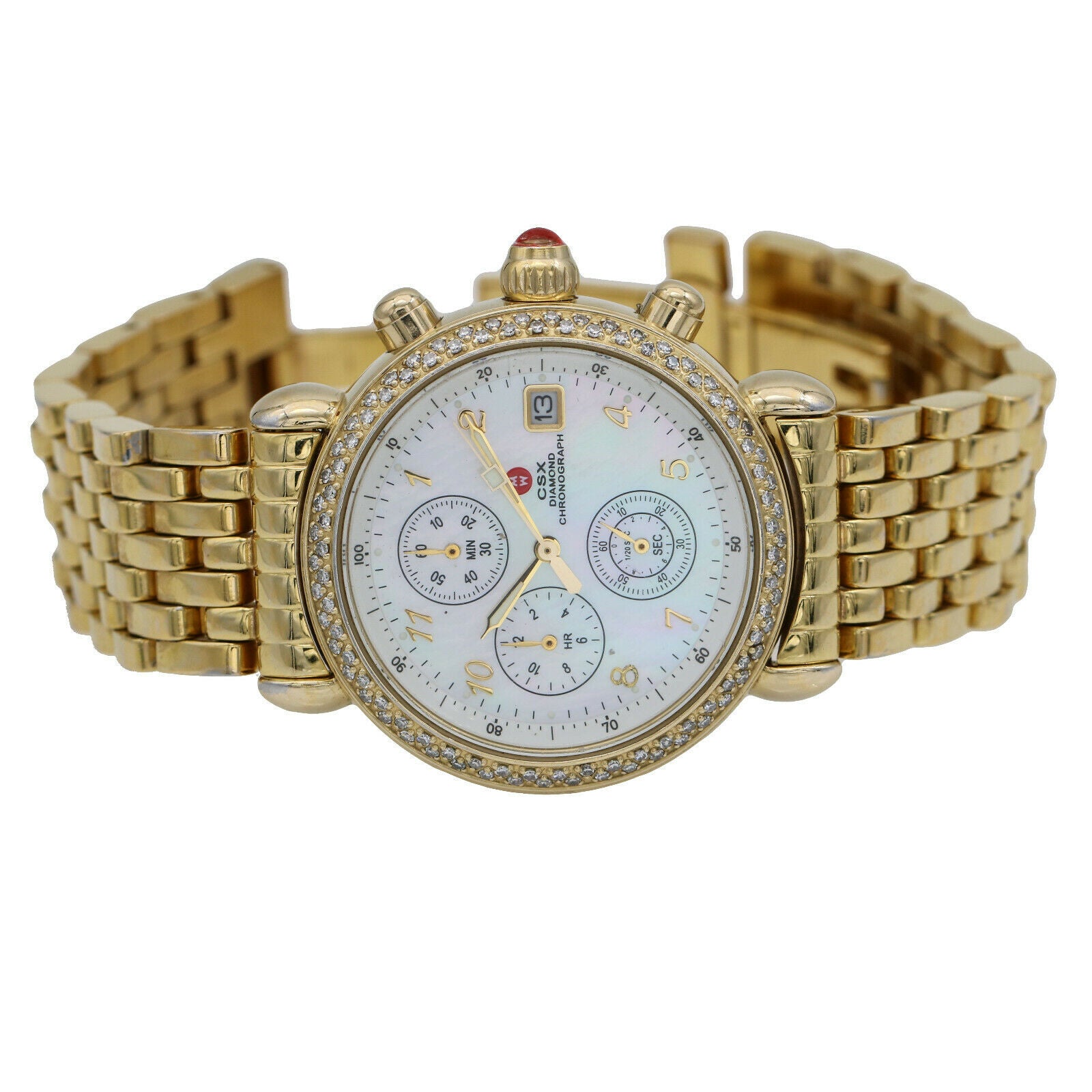 Michele CSX Diamond Mother of Pearl Dial Goldtone Women s Watch 71