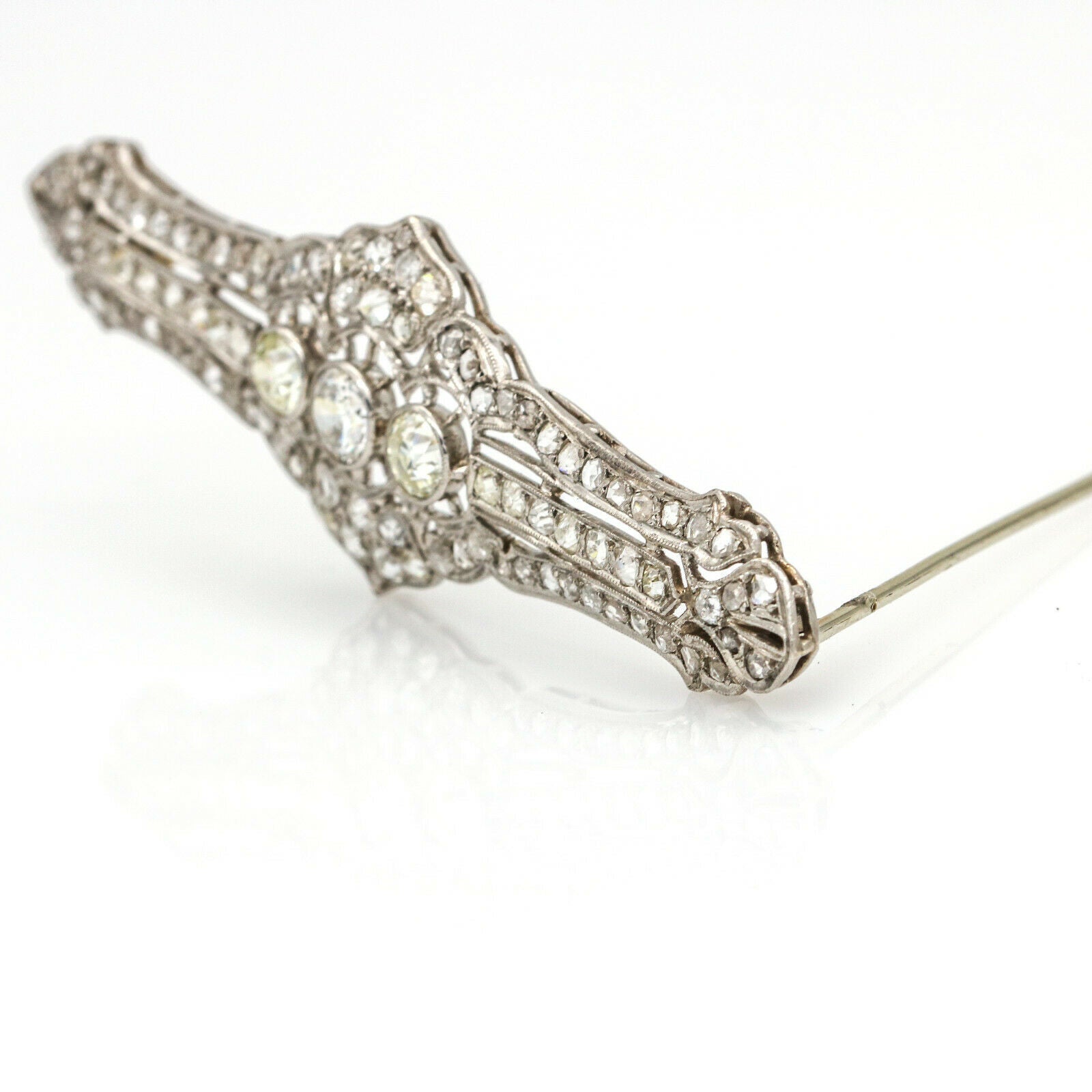 4.50 ct Art Deco Diamond Brooch in Platinum