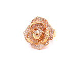 Women's Pave Diamond Rose Ring in 18k Pink Gold