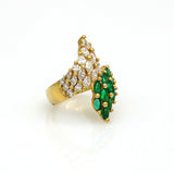 6.00 ct Colombian Emerald and Diamond Bypass Ring in 18k Yellow Gold