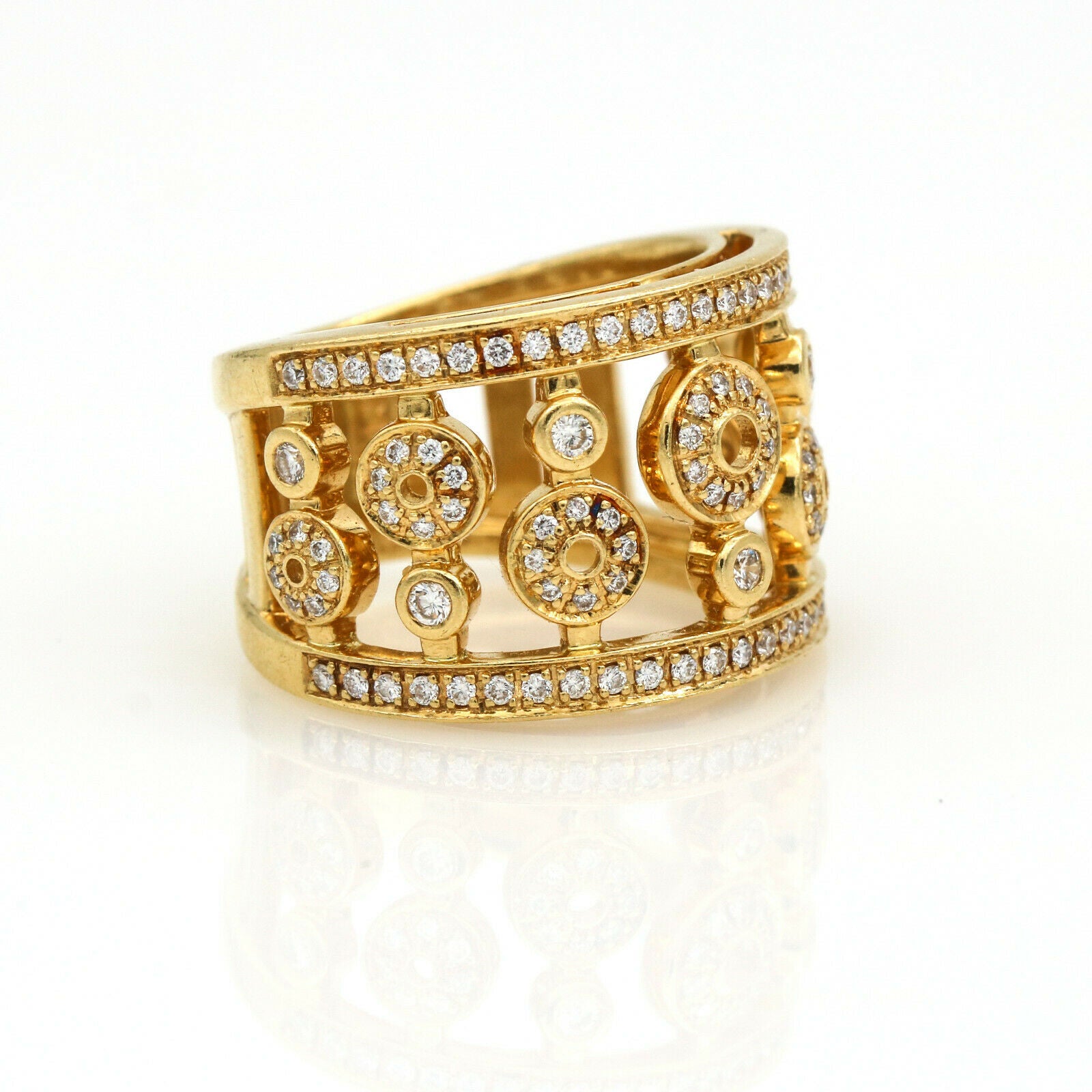 Di Modolo Tempia Diamond Wide Band Ring in 18k Yellow Gold