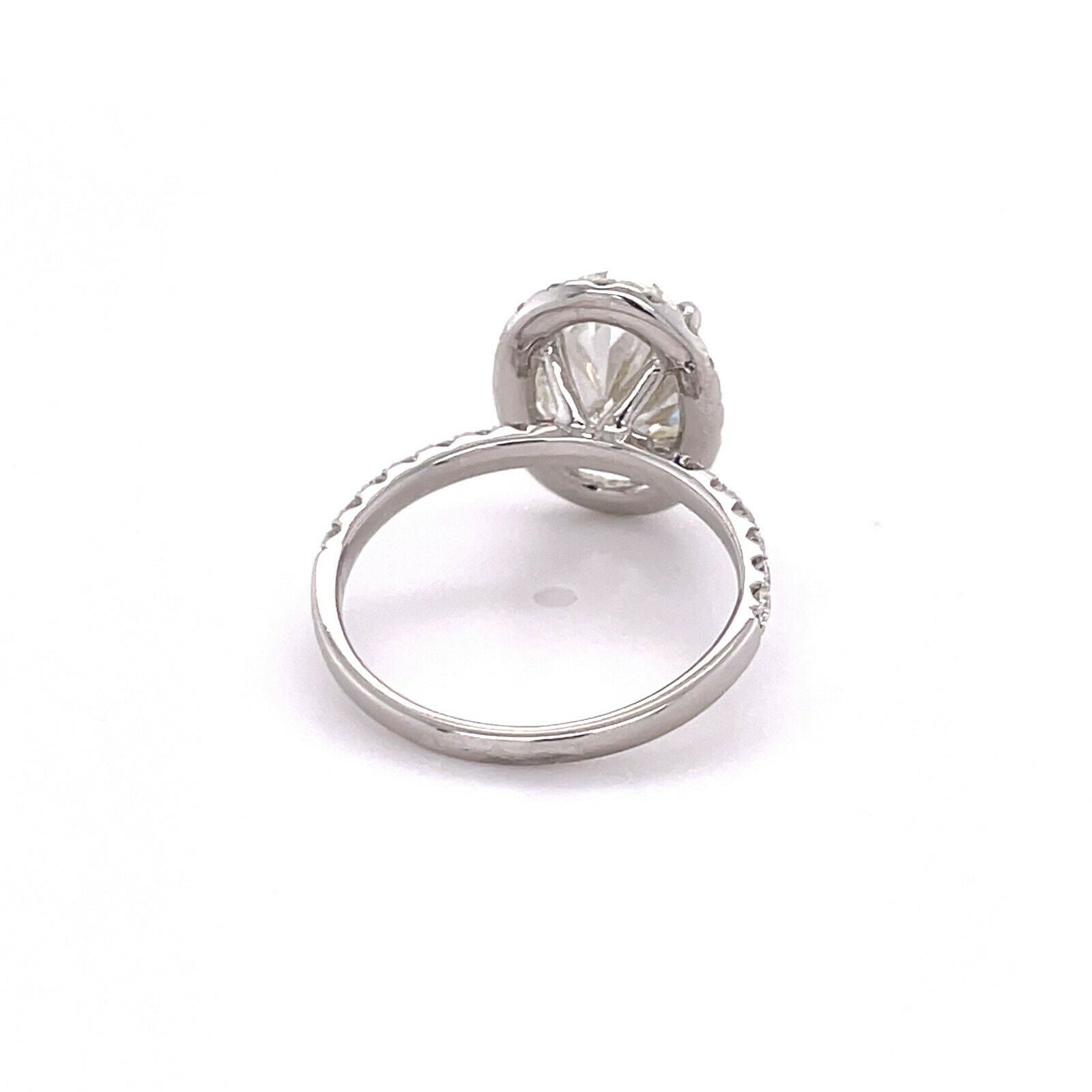 3.17 ct EGL Certified Oval Cut Diamond Halo Engagement Ring in 18k White Gold