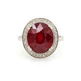 8.75 ct Ruby and Diamond Engagement Ring in 18k White Gold