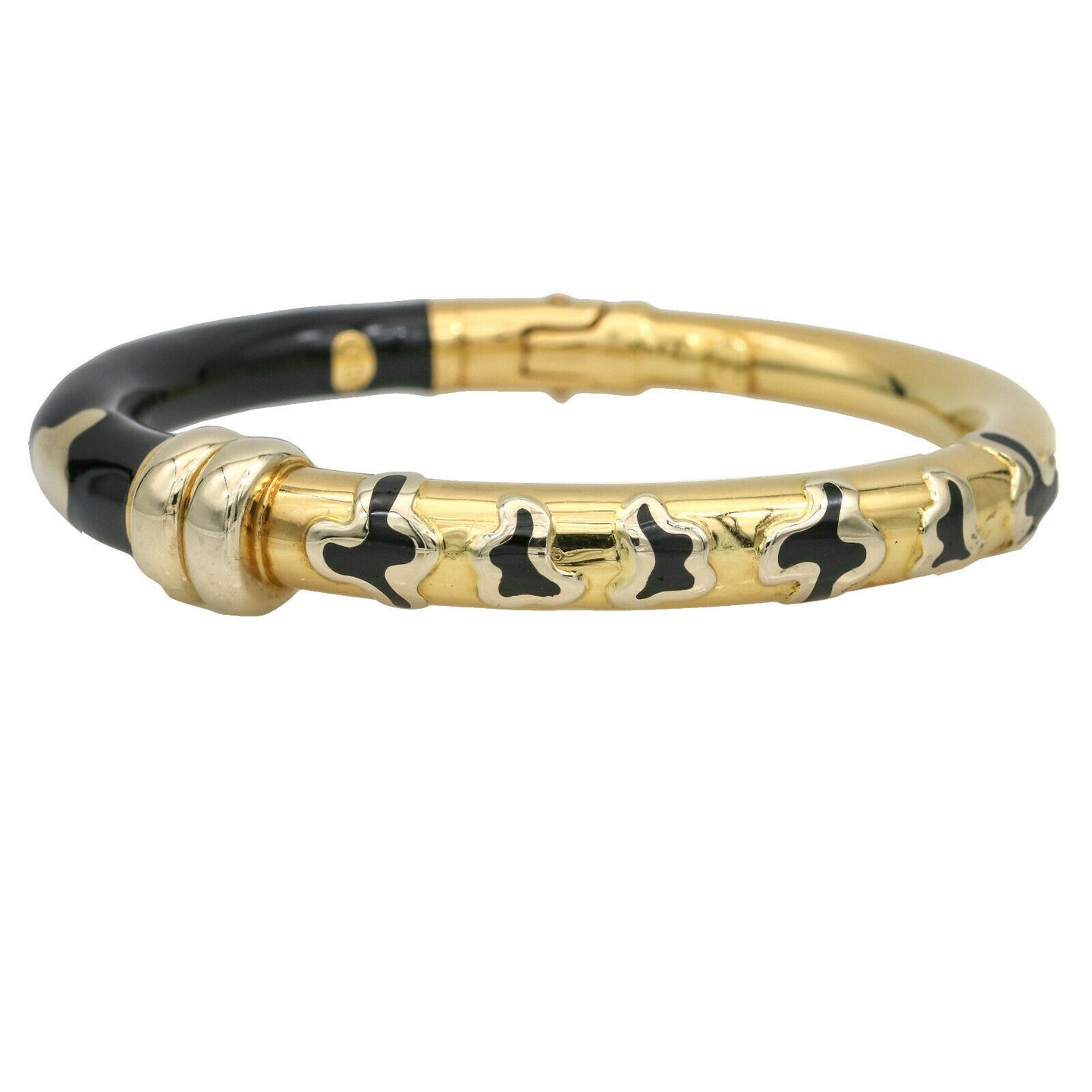 SOHO Leopard Bangle Bracelet with Black Enamel in 18k Yellow Gold