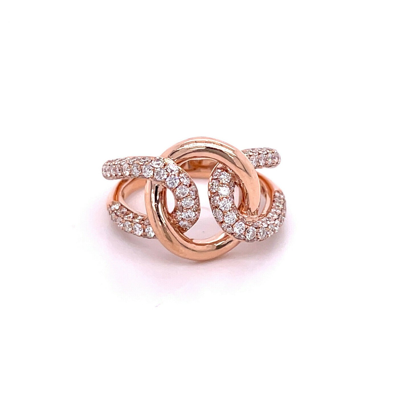 House of Baguettes Interlocking Links Ring in 14k Rose Gold
