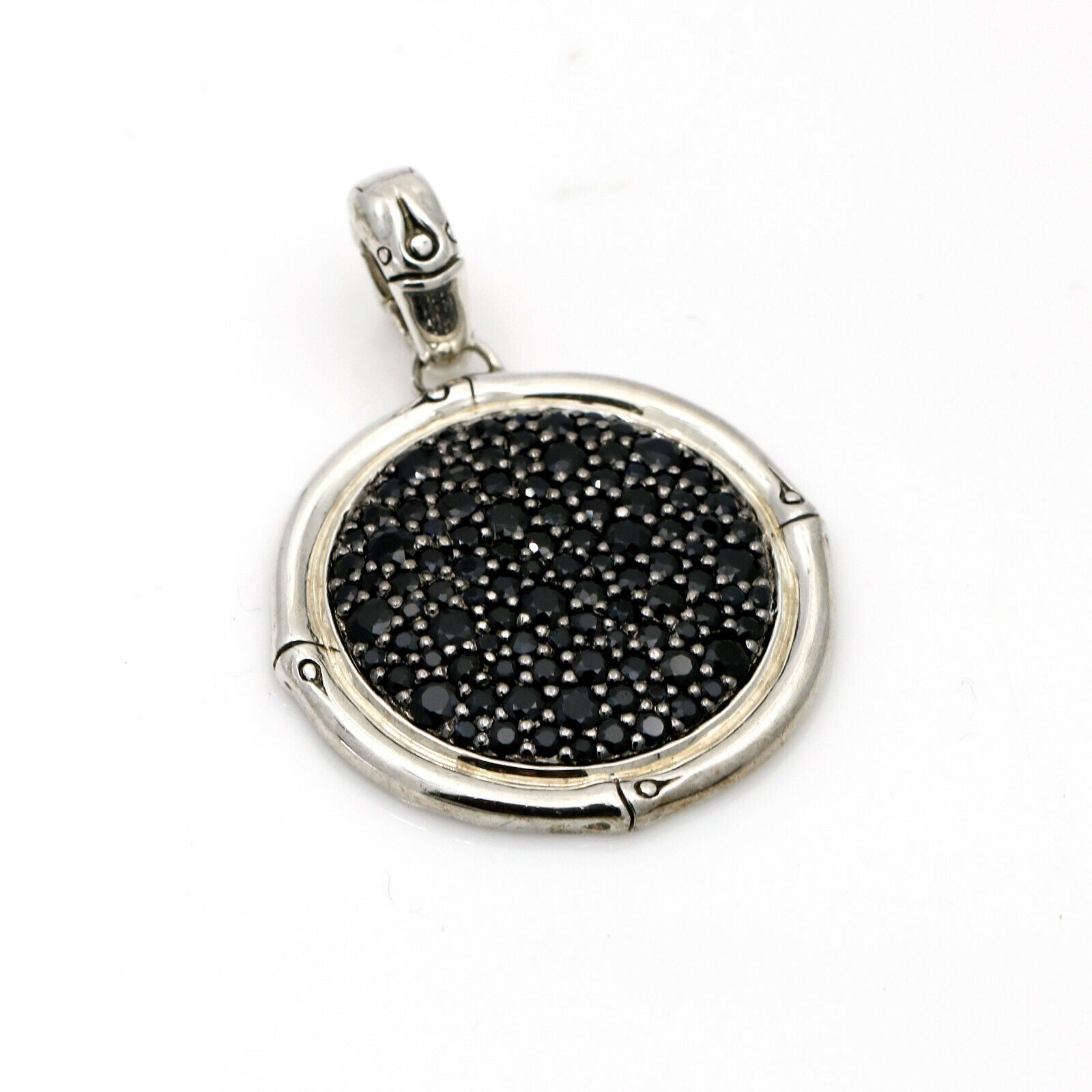 John Hardy Black Sapphire Large Bamboo Pendant in Sterling Silver