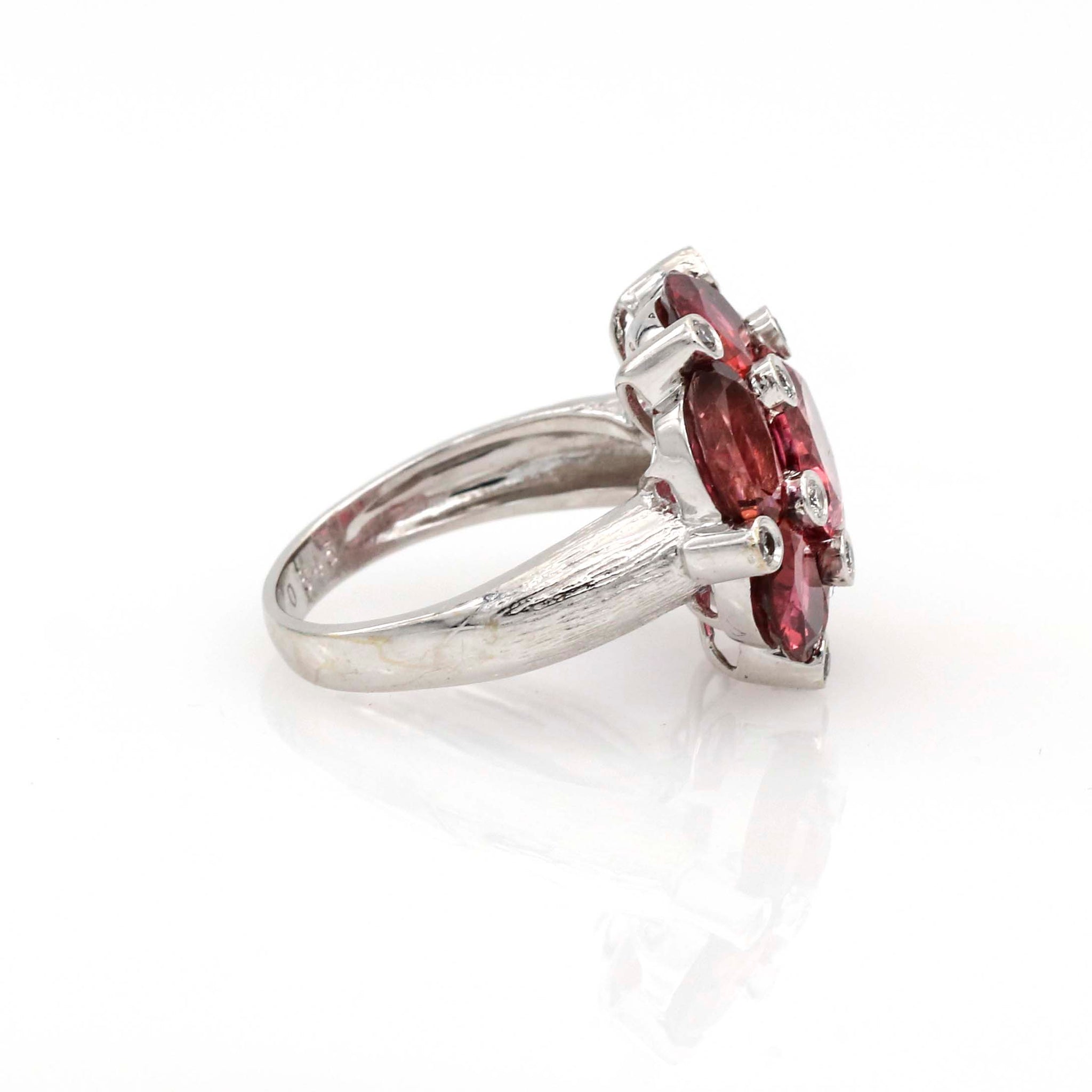 Pink Sapphire Diamond Cocktail Ring in 18k White Gold