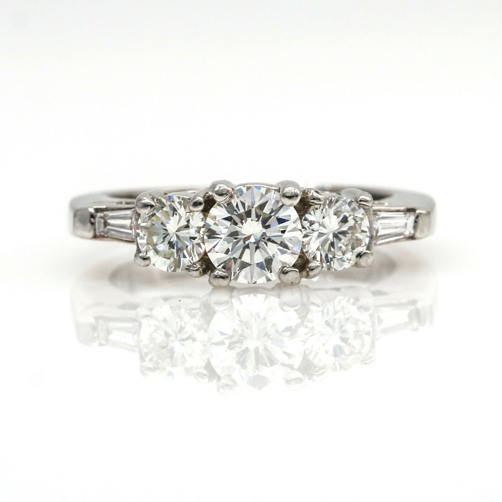 1.45 cttw Diamond Three-Stone Engagement Ring in Platinum