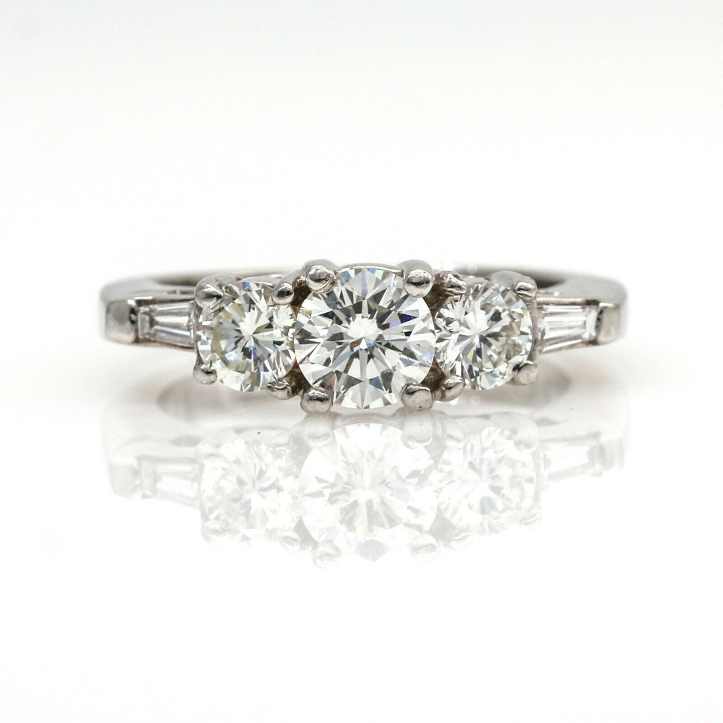 1.45 cttw Diamond Three-Stone Engagement Ring in Platinum