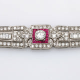 7.38 ct Diafini Diamond and Ruby Art Deco Bracelet in 18k White Gold