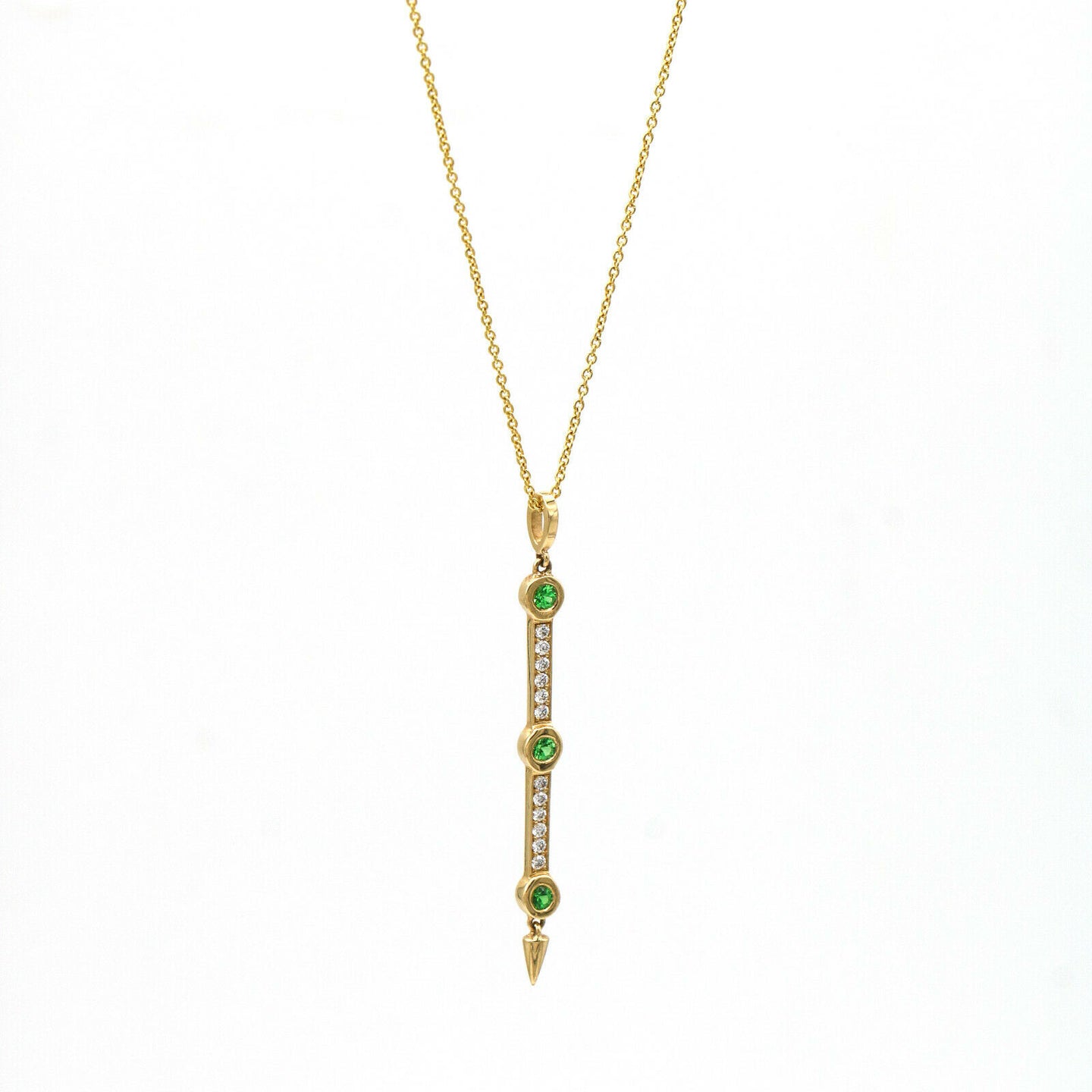 Irthly Return Sans Tsavorite Diamond Bar Pendant Necklace in 14k Yellow Gold